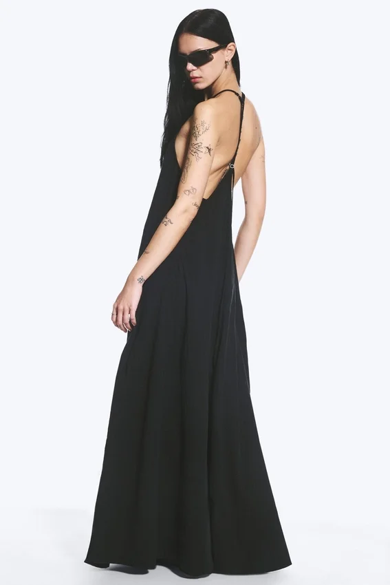 Cowl Neck A-Line Dress – Black Cowl Neck A-Line Dress – Black