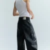 Cracked Loose Fit Barrel Leg Jeans – Black Cracked Loose Fit Barrel Leg Jeans – Black
