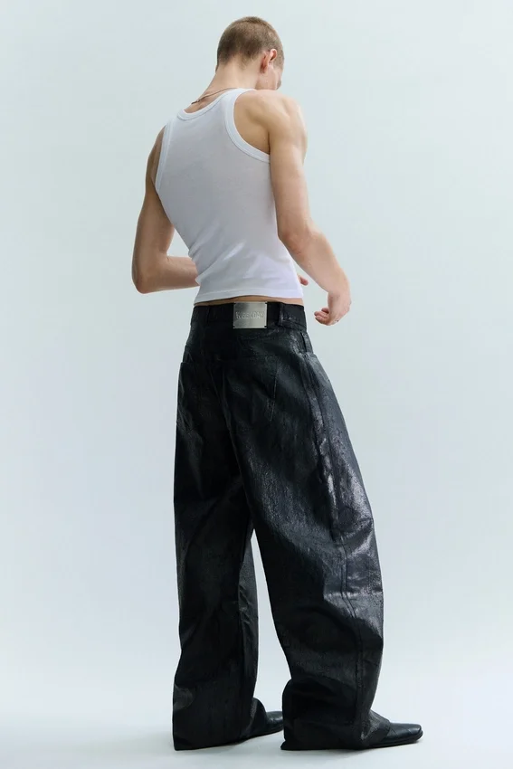 Cracked Loose Fit Barrel Leg Jeans – Black Cracked Loose Fit Barrel Leg Jeans – Black