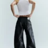 Cracked Loose Fit Barrel Leg Jeans – Black Cracked Loose Fit Barrel Leg Jeans – Black