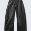 Cracked Loose Fit Barrel Leg Jeans – Black Cracked Loose Fit Barrel Leg Jeans – Black