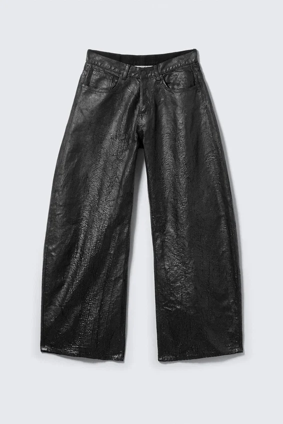 Cracked Loose Fit Barrel Leg Jeans – Black Cracked Loose Fit Barrel Leg Jeans – Black