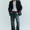 Cracked Single-Breasted Blazer – Black Cracked Single-Breasted Blazer – Black