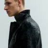 Cracked Single-Breasted Blazer – Black Cracked Single-Breasted Blazer – Black