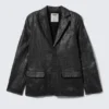Cracked Single-Breasted Blazer – Black Cracked Single-Breasted Blazer – Black