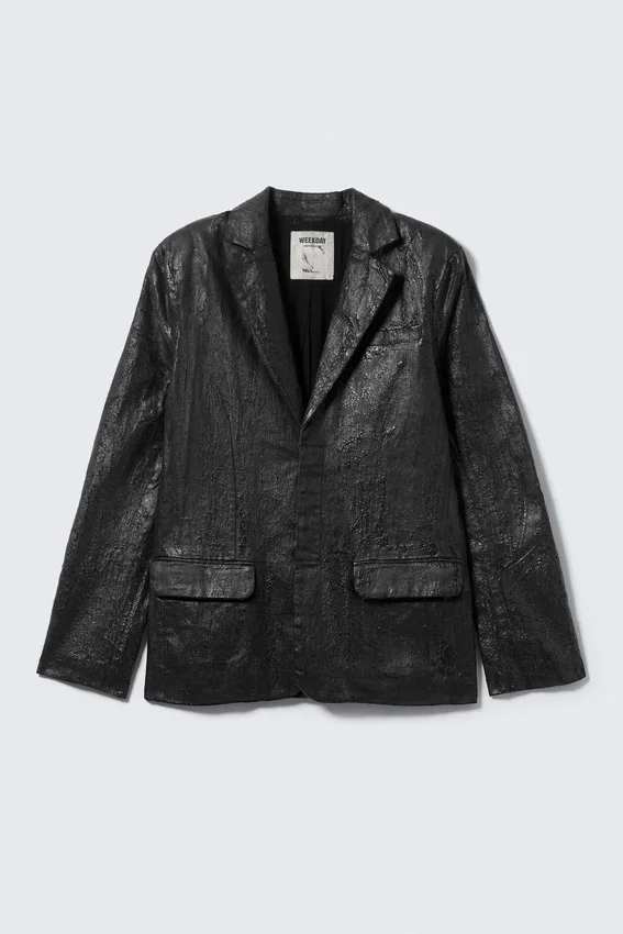 Cracked Single-Breasted Blazer – Black Cracked Single-Breasted Blazer – Black