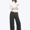 Crinkle Low Waist Loose Fit Trousers – Dark Grey