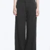 Crinkle Low Waist Loose Fit Trousers – Dark Grey