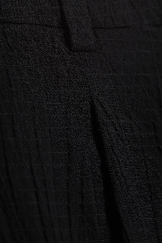 Crinkled Cotton Trousers – Black Crinkled Cotton Trousers – Black