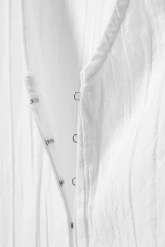 Crinkled Long-Sleeved Mini Dress – White