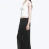 Crinkled Low-Rise Wide-Leg Trousers – Black Crinkled Low-Rise Wide-Leg Trousers – Black