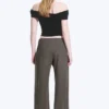 Crinkled Low-Rise Wide-Leg Trousers – Dark Brown Crinkled Low-Rise Wide-Leg Trousers – Dark Brown