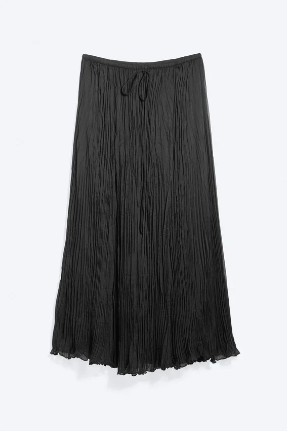 Crinkled Maxi Skirt – Dark Grey Crinkled Maxi Skirt – Dark Grey