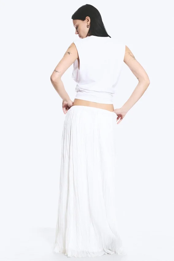 Crinkled Maxi Skirt – Dusty White Crinkled Maxi Skirt – Dusty White