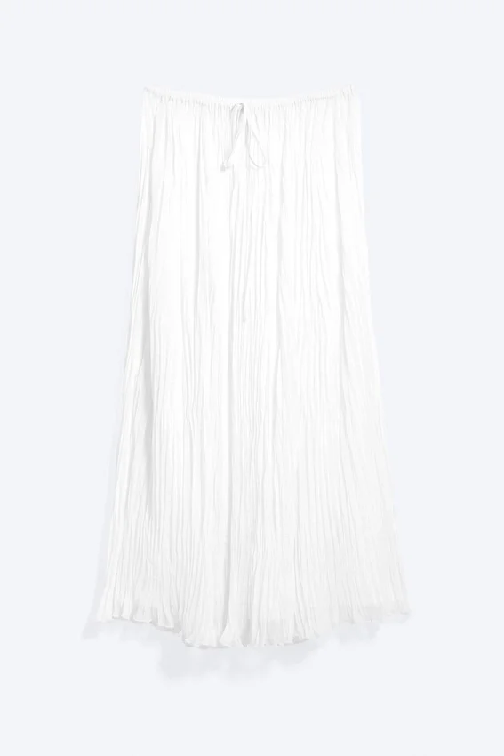 Crinkled Maxi Skirt – Dusty White Crinkled Maxi Skirt – Dusty White