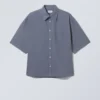 Crisp Cotton Short Sleeve Shirt – Dusty Blue Crisp Cotton Short Sleeve Shirt – Dusty Blue