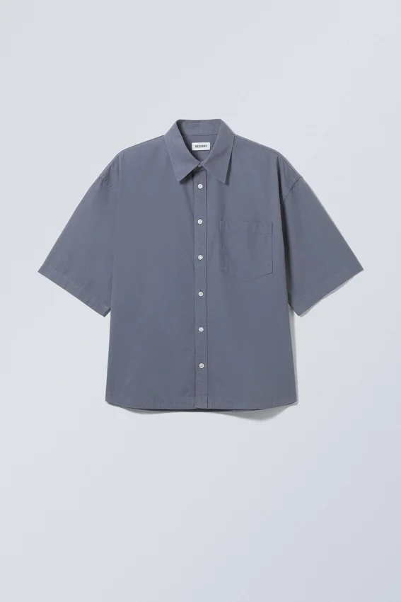 Crisp Cotton Short Sleeve Shirt – Dusty Blue Crisp Cotton Short Sleeve Shirt – Dusty Blue