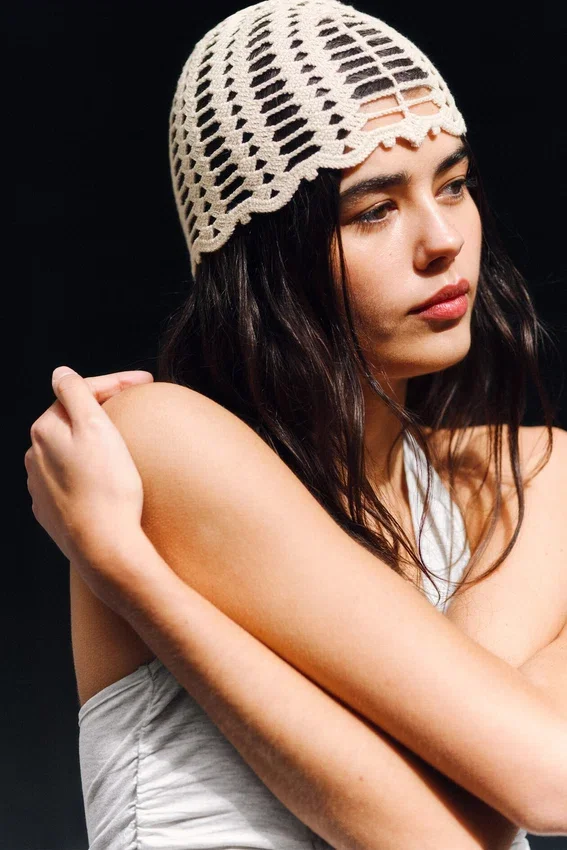 Crochet Cotton Skull Cap – Light Beige Crochet Cotton Skull Cap – Light Beige