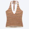 Crochet Halterneck Top – Striped Orange Crochet Halterneck Top – Striped Orange