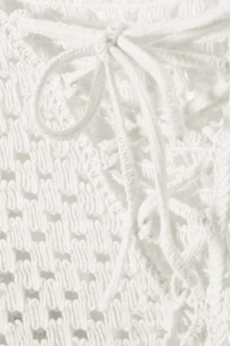 Crochet Knit Long-Sleeved Top – White