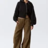 Cropped Asymmetric Zip Hoodie – Black