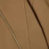 Cropped Asymmetric Zip Hoodie – Washed Dark Beige