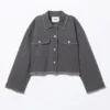 Cropped Boxy Twill Jacket – Dark Grey Cropped Boxy Twill Jacket – Dark Grey