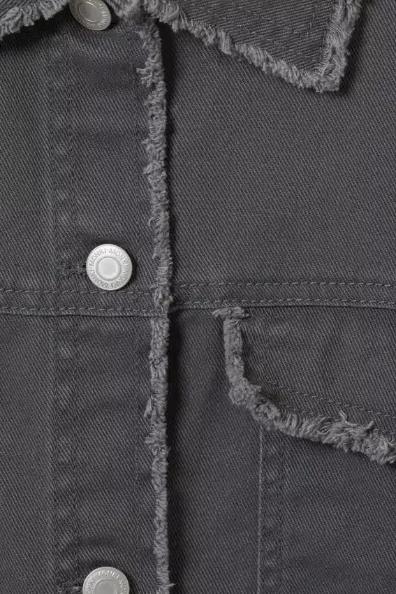 Cropped Boxy Twill Jacket – Dark Grey Cropped Boxy Twill Jacket – Dark Grey