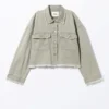 Cropped Boxy Twill Jacket – Khaki Green Cropped Boxy Twill Jacket – Khaki Green