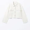 Cropped Boxy Twill Jacket – White Cropped Boxy Twill Jacket – White