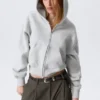 Cropped Boxy Zip Hoodie – Grey Melange