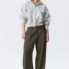 Cropped Boxy Zip Hoodie – Grey Melange
