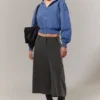 Cropped Boxy Zip Hoodie – Washed Blue