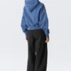 Cropped Boxy Zip Hoodie – Washed Blue