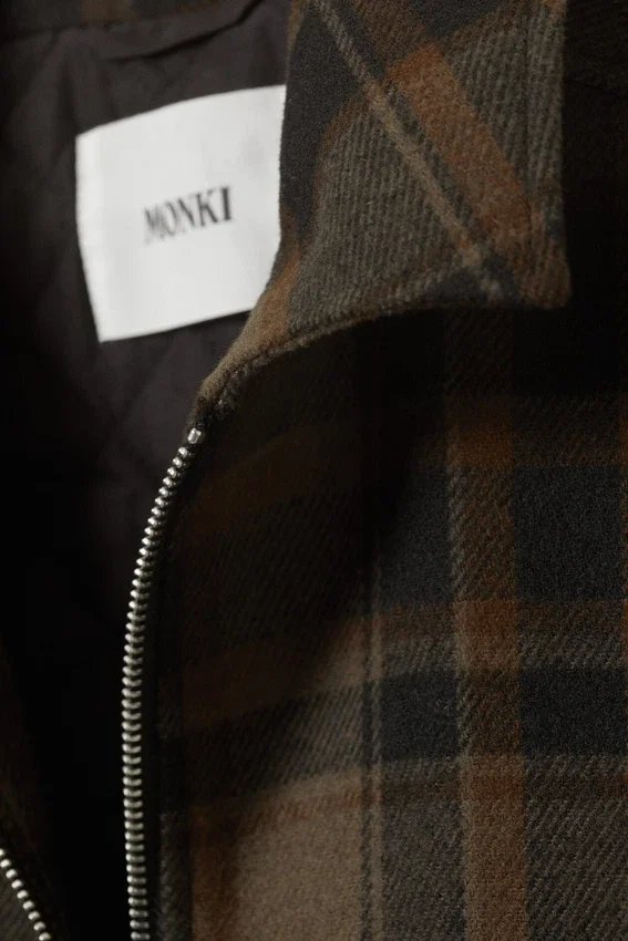 Cropped Boxy Zip Jacket – Dark Brown Check Cropped Boxy Zip Jacket – Dark Brown Check