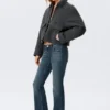 Cropped Boxy Zip Jacket – Dark Grey Melange Cropped Boxy Zip Jacket – Dark Grey Melange
