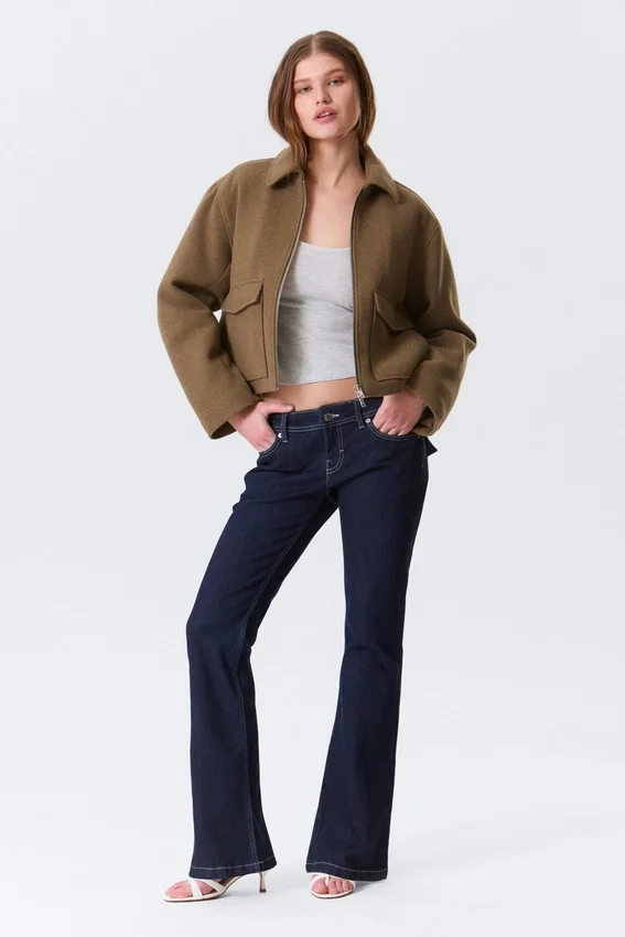 Cropped Boxy Zip Jacket – Soft Brown Cropped Boxy Zip Jacket – Soft Brown