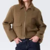 Cropped Boxy Zip Jacket – Soft Brown Cropped Boxy Zip Jacket – Soft Brown
