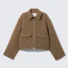 Cropped Boxy Zip Jacket – Soft Brown Cropped Boxy Zip Jacket – Soft Brown