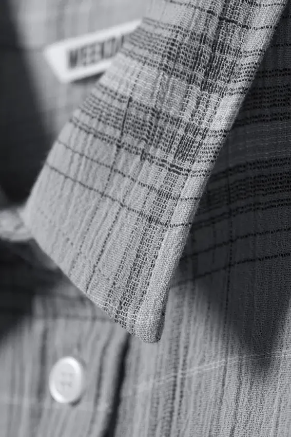 Cropped Button-Up Cotton Shirt – Dusty Blue Check Cropped Button-Up Cotton Shirt – Dusty Blue Check