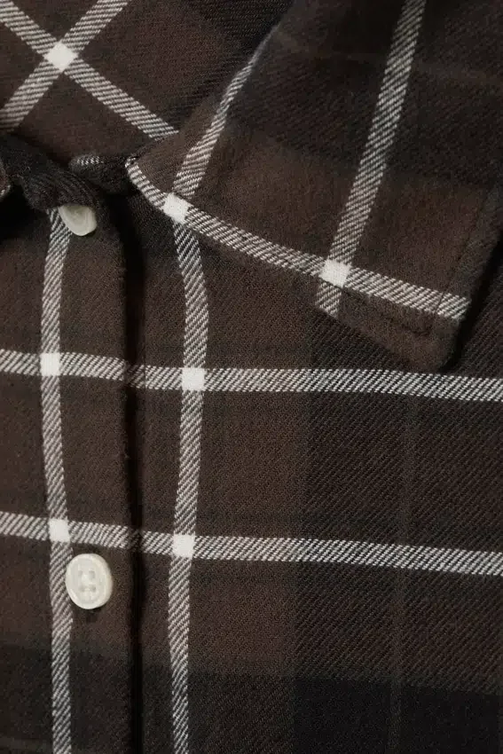 Cropped Checked Flannel Shirt – Checked Brown Cropped Checked Flannel Shirt – Checked Brown