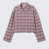 Cropped Checked Flannel Shirt – Purple Check Cropped Checked Flannel Shirt – Purple Check