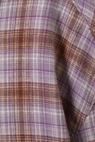 Cropped Checked Flannel Shirt – Purple Check
