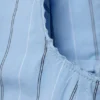 Cropped Cotton Poplin Corset Top – Striped Light Blue Cropped Cotton Poplin Corset Top – Striped Light Blue