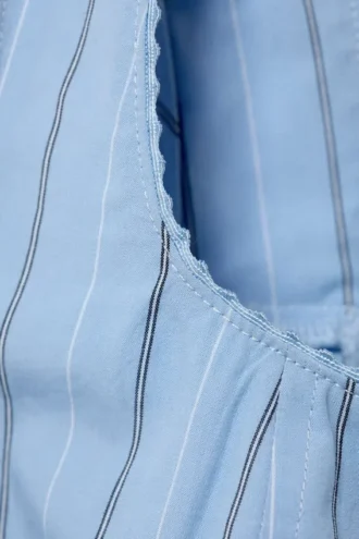 Cropped Cotton Poplin Corset Top – Striped Light Blue