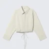 Cropped Cotton Poplin Drawstring Night-Shirt – Light Green Cropped Cotton Poplin Drawstring Night-Shirt – Light Green
