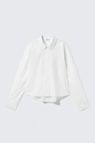 Cropped Cotton Poplin Shirt – White