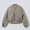 Cropped Eyelet Bomber Jacket – Dusty Mole Cropped Eyelet Bomber Jacket – Dusty Mole