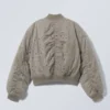 Cropped Eyelet Bomber Jacket – Dusty Mole Cropped Eyelet Bomber Jacket – Dusty Mole