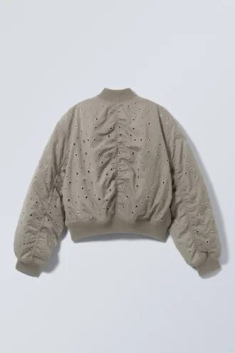 Cropped Eyelet Bomber Jacket – Dusty Mole